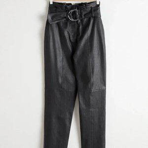 & Other Stories Paperbag Waist Leather Pants